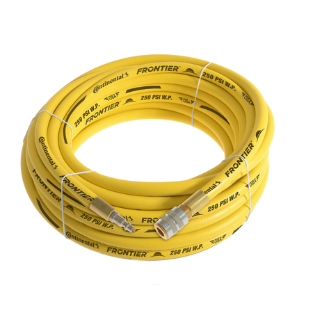 CONTINENTAL 3/8" x 50' Yellow EPDM Air Hose, 300 PSI, 3/8" Ind. Interchange M+F QC HZY03830-50-51